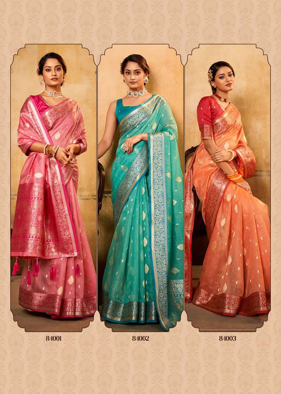 Petals Banarasi Tissue By Rajpath 84001 To 84006 Series Indian Traditional Wear Collection Beautiful Stylish Fancy Colorful Party Wear & Occasional Wear Pure Silk Sarees At Wholesale Price