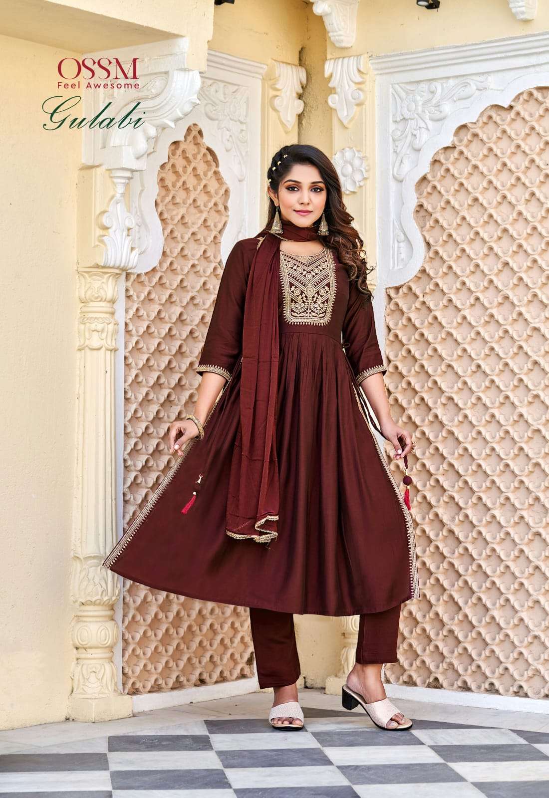 GULABI BY OSSM 1001 TO 1004 SERIES SUITS BEAUTIFUL FANCY COLORFUL STYLISH PARTY WEAR & OCCASIONAL WEAR VISCOSE SILK DRESSES AT WHOLESALE PRICE