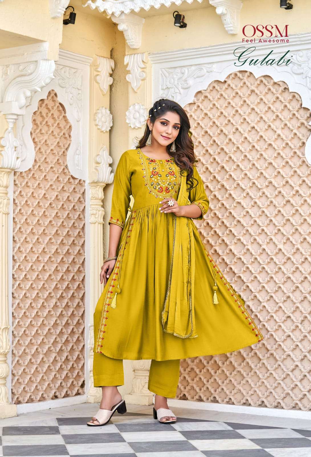 GULABI BY OSSM 1001 TO 1004 SERIES SUITS BEAUTIFUL FANCY COLORFUL STYLISH PARTY WEAR & OCCASIONAL WEAR VISCOSE SILK DRESSES AT WHOLESALE PRICE