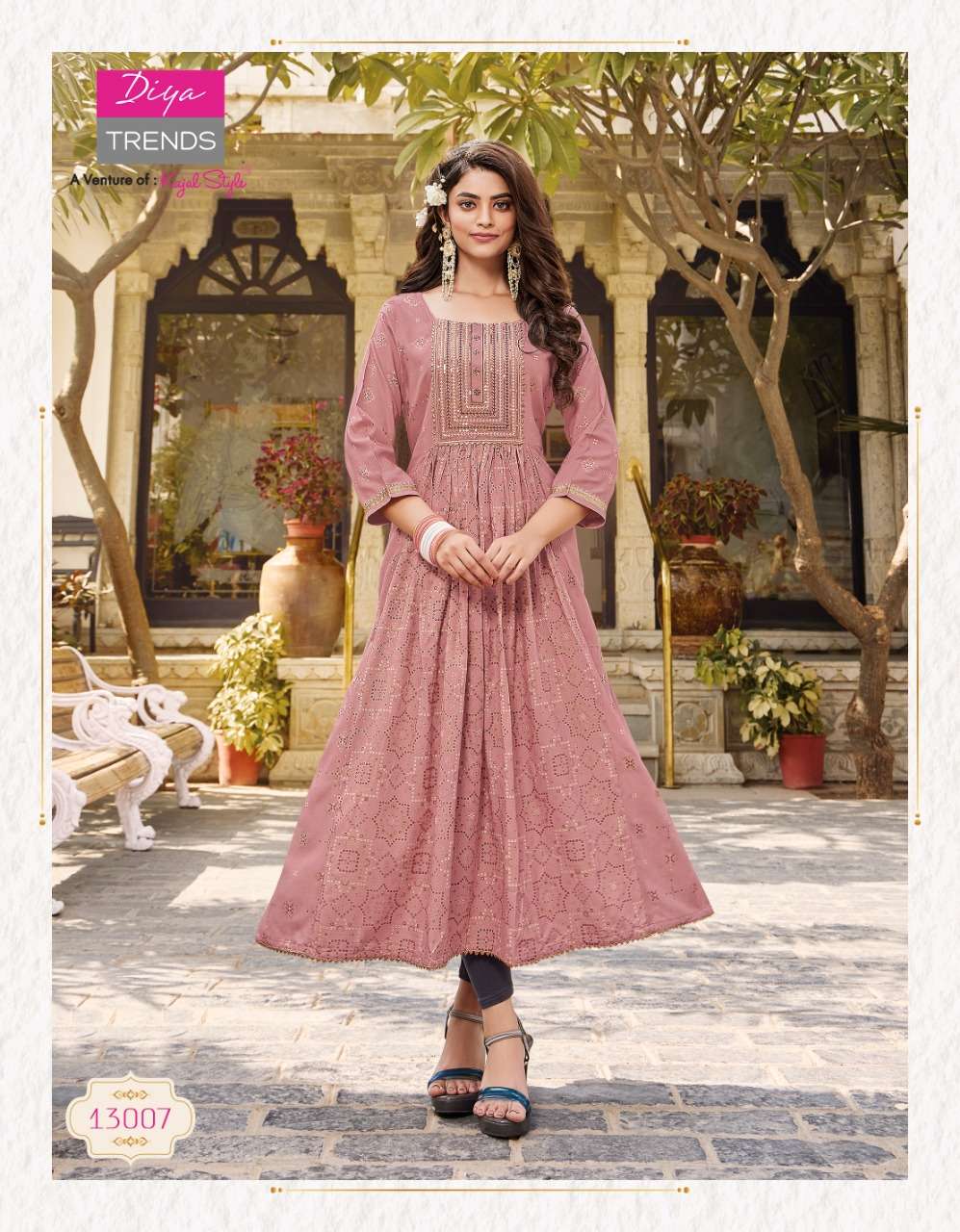 ETHNICITY VOL-13 BY DIYA TRENDS 13001 TO 13010 SERIES BEAUTIFUL SUITS COLORFUL STYLISH FANCY CASUAL WEAR & ETHNIC WEAR RAYON GOWN AT WHOLESALE PRICE