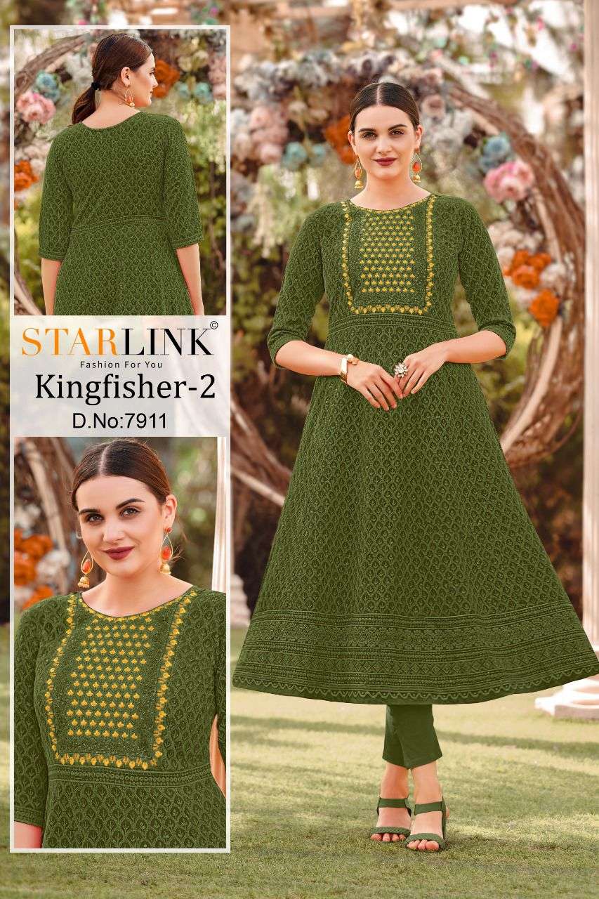 KINGFISHER VOL-2 BY STARLINK DESIGNER STYLISH FANCY COLORFUL BEAUTIFUL PARTY WEAR & ETHNIC WEAR COLLECTION RAYON KURTIS AT WHOLESALE PRICE