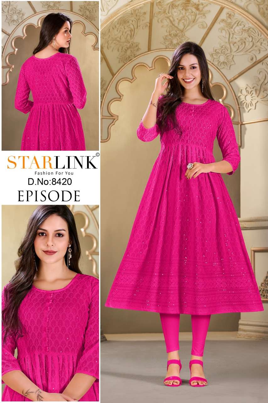 EPISODE BY STARLINK 8401 TO 8426 SERIES DESIGNER STYLISH FANCY COLORFUL BEAUTIFUL PARTY WEAR & ETHNIC WEAR COLLECTION RAYON KURTIS AT WHOLESALE PRICE