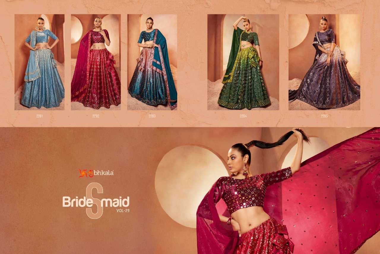 Bridesmaid Vol-29 By Shubhkala 2281 To 2285 Series Bridal Wear Collection Beautiful Stylish Colorful Fancy Party Wear & Occasional Wear Velvet Lehengas At Wholesale Price