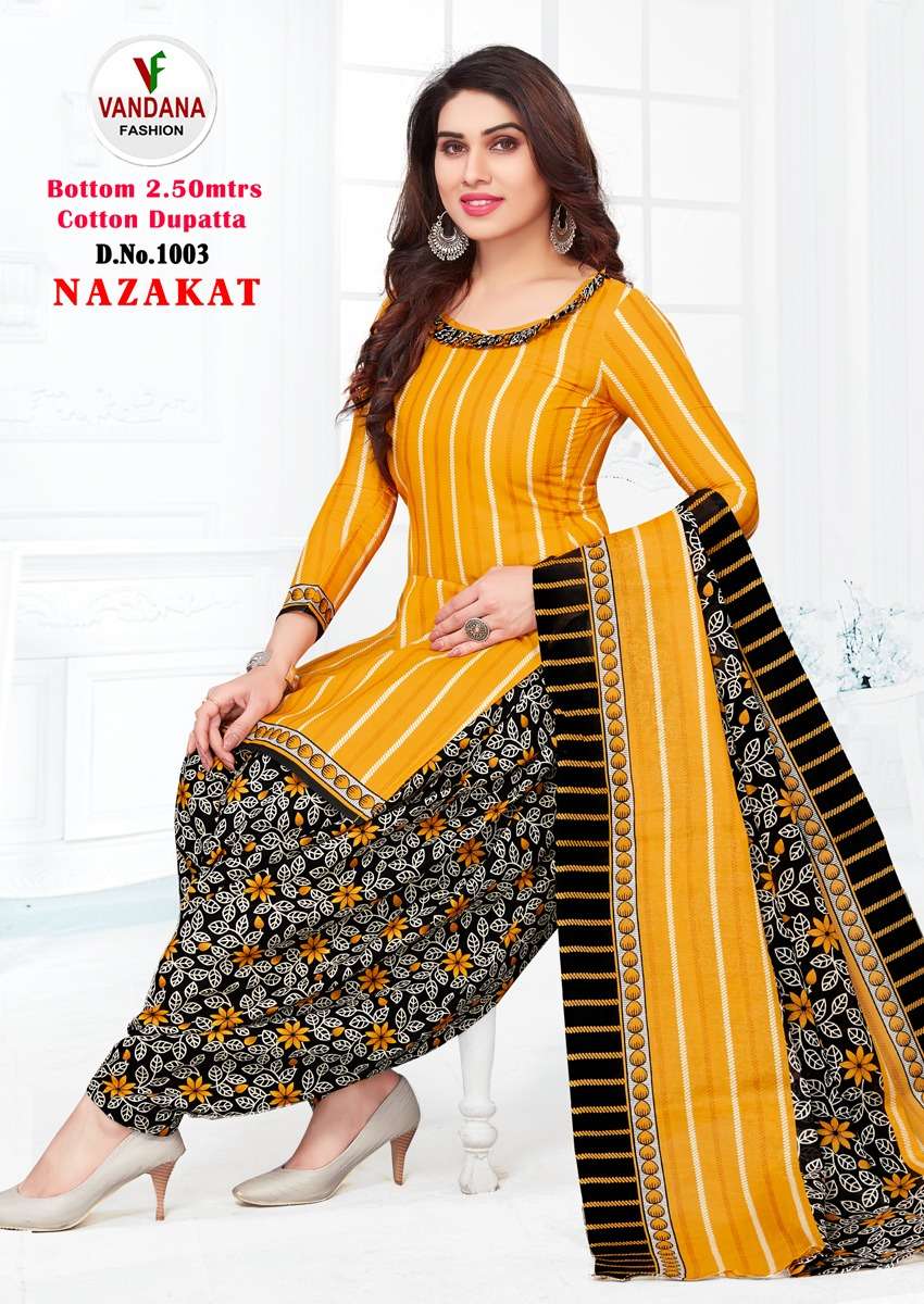 NAZAKAT BY VANDANA FASHION 1001 TO 1012 SERIES BEAUTIFUL SUITS COLORFUL STYLISH FANCY CASUAL WEAR & ETHNIC WEAR HEAVY COTTON PRINT DRESSES AT WHOLESALE PRICE