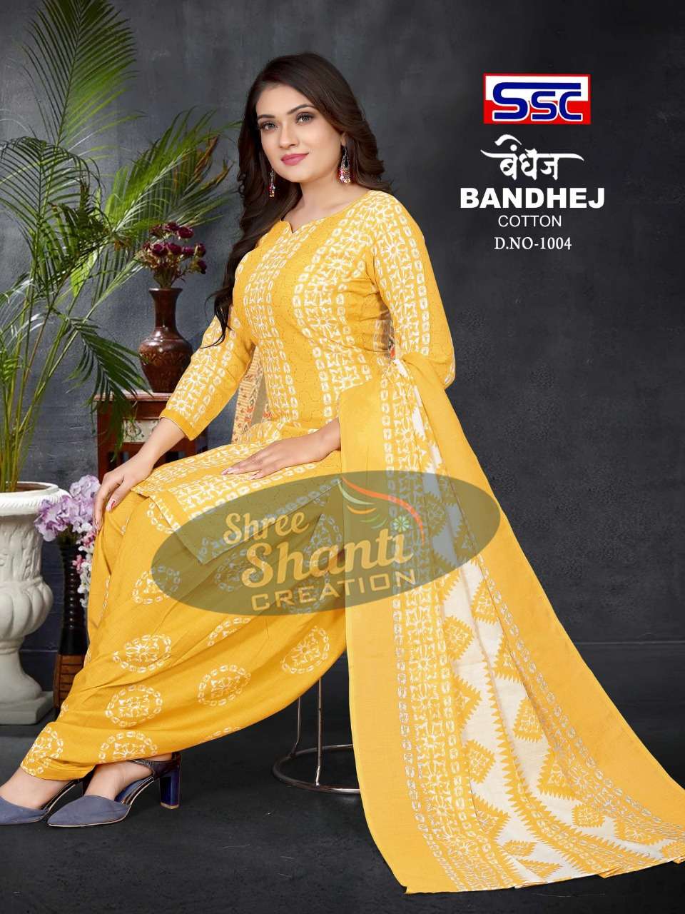 BANDHEJ BY SHREE SHANTI CREATION 1001 TO 1012 SERIES BEAUTIFUL SUITS COLORFUL STYLISH FANCY CASUAL WEAR & ETHNIC WEAR HEAVY COTTON PRINT DRESSES AT WHOLESALE PRICE