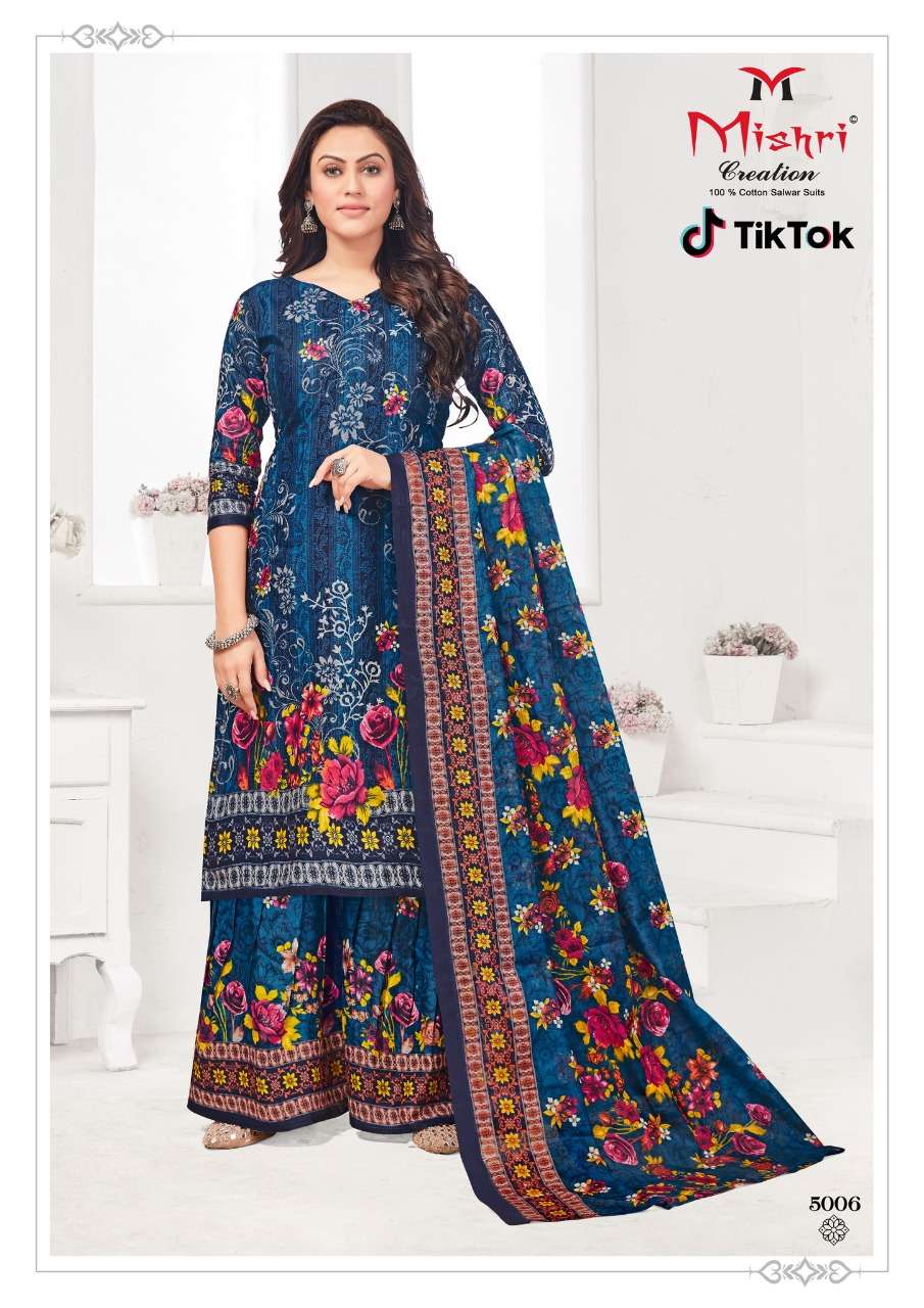 TIK TOK VOL-5 BY MISHRI CREATION 5001 TO 5010 SERIES BEAUTIFUL STYLISH SUITS FANCY COLORFUL CASUAL WEAR & ETHNIC WEAR & READY TO WEAR HEAVY COTTON PRINTED DRESSES AT WHOLESALE PRICE