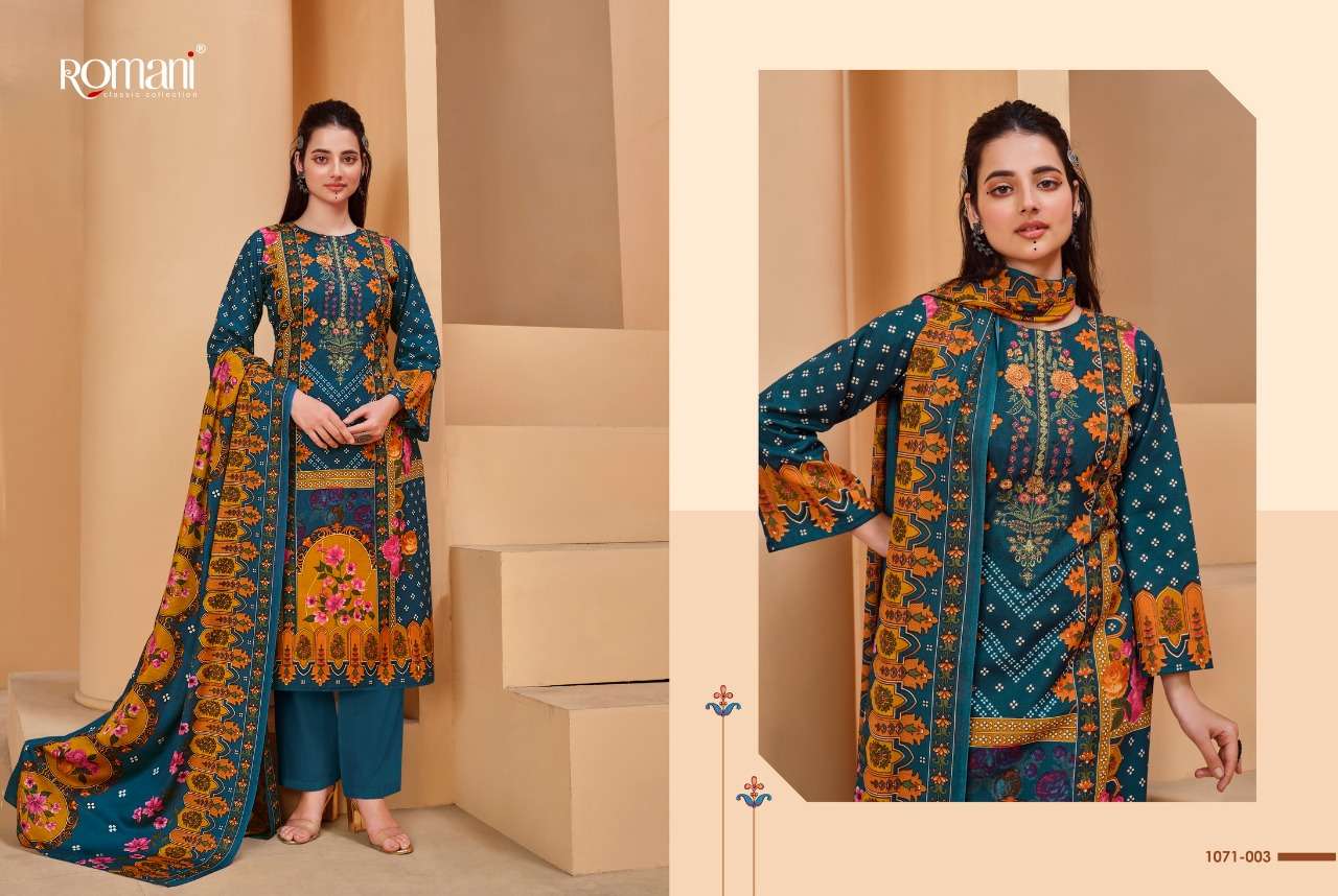 MAREENA VOL-8 BY ROMANI 1071-001 TO 1071-010 SERIES SUITS BEAUTIFUL FANCY COLORFUL STYLISH PARTY WEAR & OCCASIONAL WEAR SOFT COTTON PRINT DRESSES AT WHOLESALE PRICE