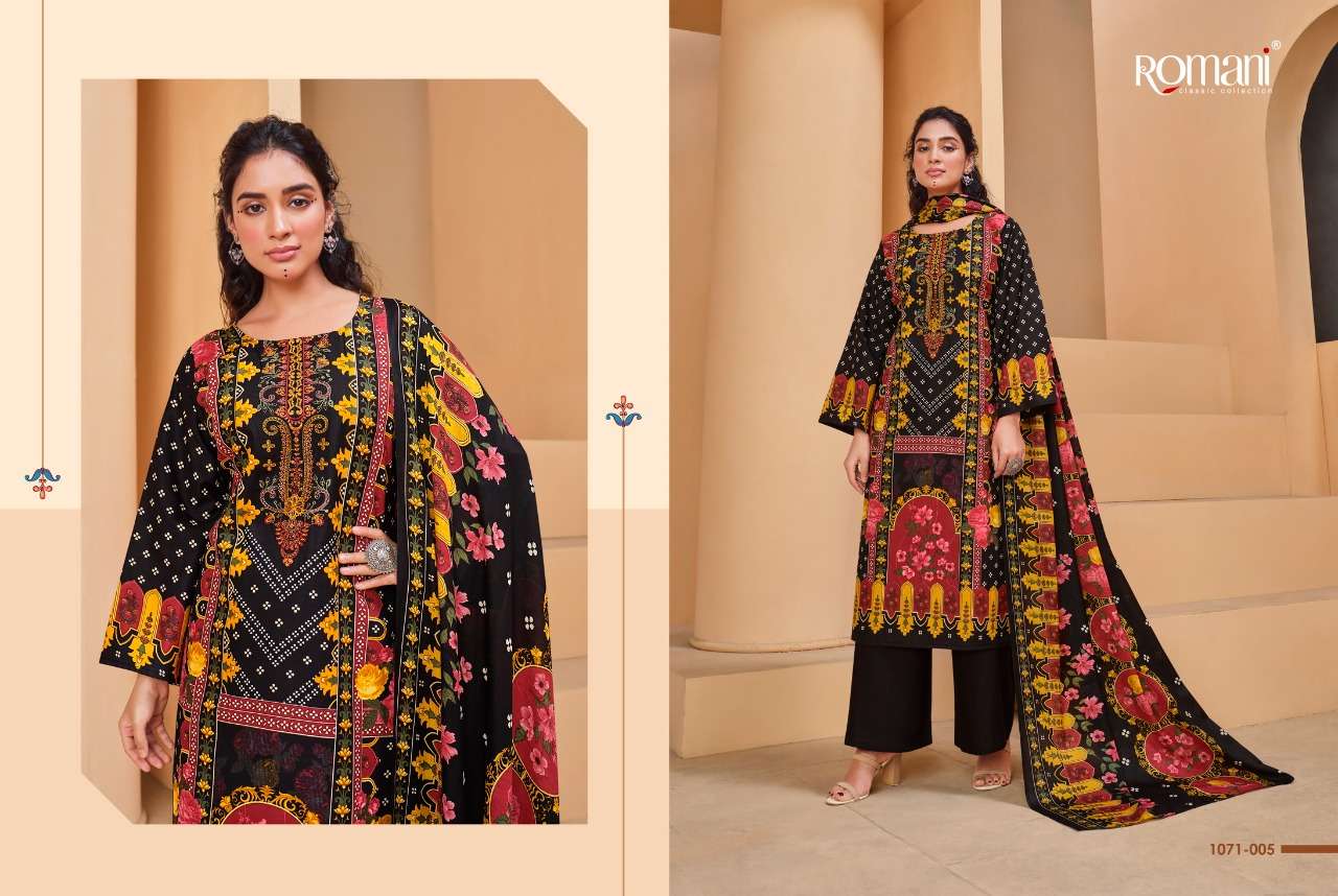 MAREENA VOL-8 BY ROMANI 1071-001 TO 1071-010 SERIES SUITS BEAUTIFUL FANCY COLORFUL STYLISH PARTY WEAR & OCCASIONAL WEAR SOFT COTTON PRINT DRESSES AT WHOLESALE PRICE