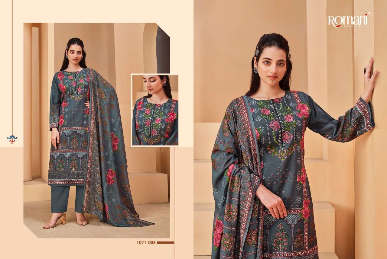 MAREENA VOL-8 BY ROMANI 1071-001 TO 1071-010 SERIES SUITS BEAUTIFUL FANCY COLORFUL STYLISH PARTY WEAR & OCCASIONAL WEAR SOFT COTTON PRINT DRESSES AT WHOLESALE PRICE