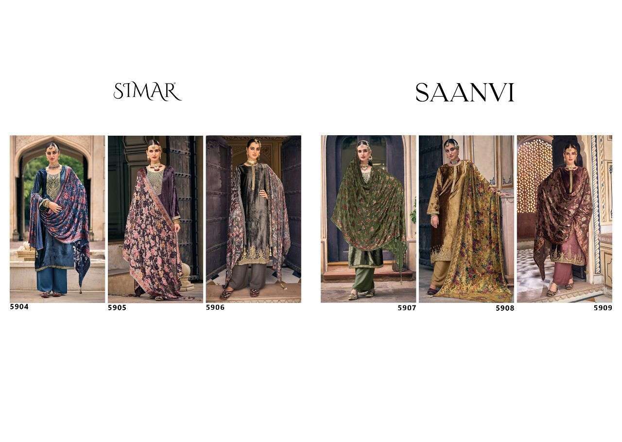 SAANVI BY GLOSSY 5904 TO 5909 SERIES BEAUTIFUL SUITS COLORFUL STYLISH FANCY CASUAL WEAR & ETHNIC WEAR PURE VISCOSE VELVET DRESSES AT WHOLESALE PRICE