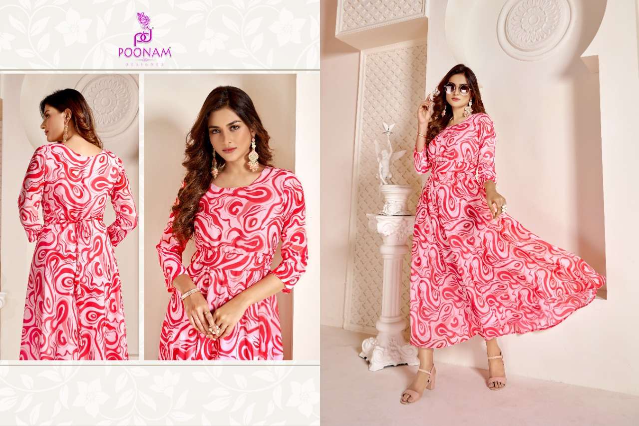 VARISU BY POONAM DESIGNER 1001 TO 1003 SERIES DESIGNER WEAR COLLECTION BEAUTIFUL STYLISH FANCY COLORFUL PARTY WEAR & OCCASIONAL WEAR GEORGETTE GOWNS AT WHOLESALE PRICE