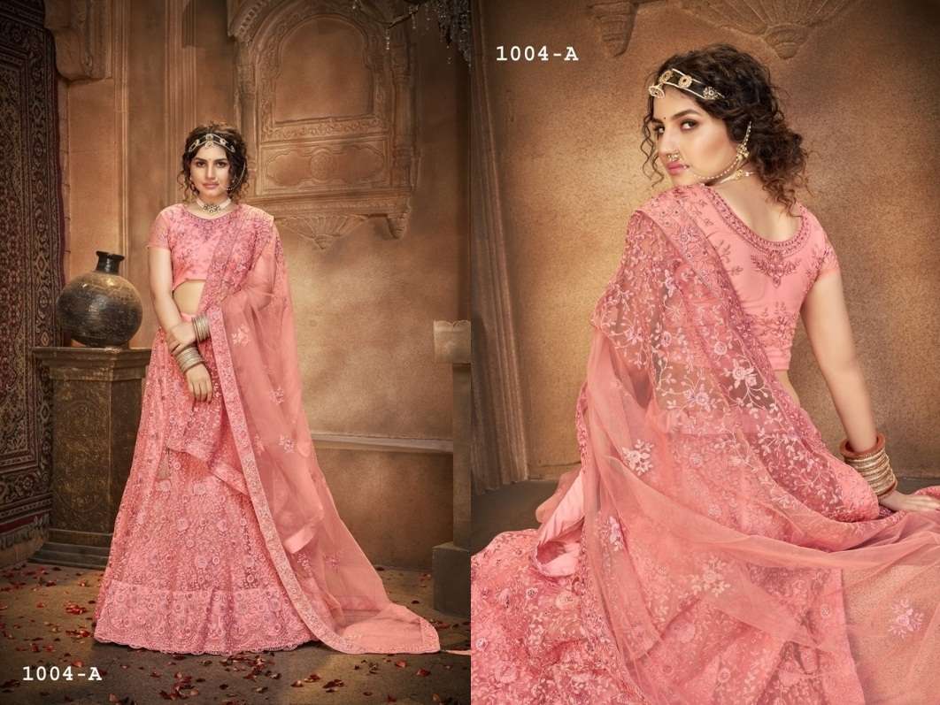 Maharani 1004 Colours By Mrudangi 1004-A To 1004-D Series Bridal Wear Collection Beautiful Stylish Colorful Fancy Party Wear & Occasional Wear Net Lehengas At Wholesale Price