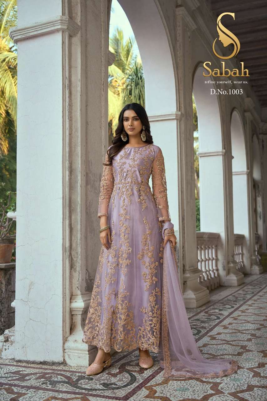 Ruksaar By Sabah 1001 To 1004 Series Designer Anarkali Suits Beautiful Fancy Colorful Stylish Party Wear & Occasional Wear Heavy Net Dresses At Wholesale Price