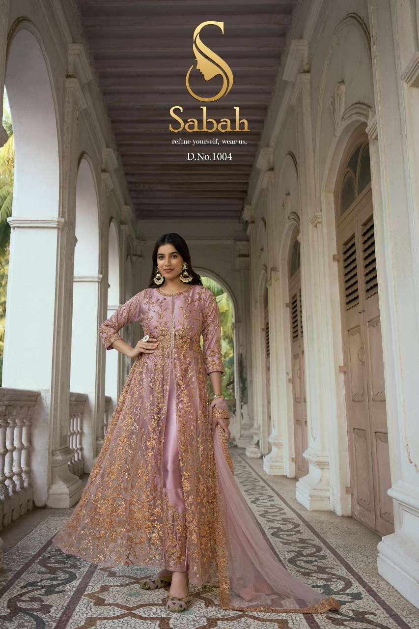 Ruksaar By Sabah 1001 To 1004 Series Designer Anarkali Suits Beautiful Fancy Colorful Stylish Party Wear & Occasional Wear Heavy Net Dresses At Wholesale Price