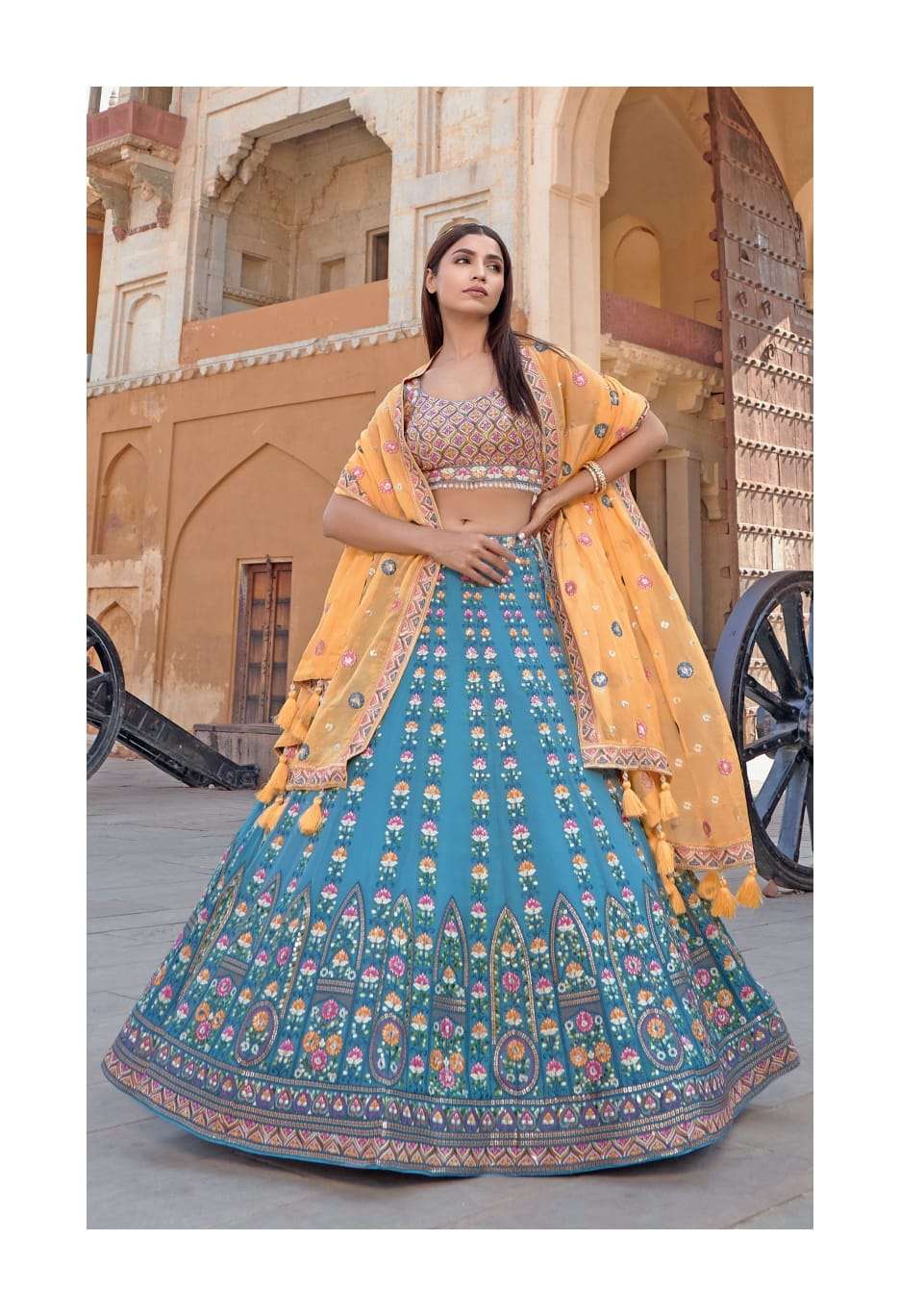 COUTURE-2023 BY FASHID WHOLESALE 10 TO 22 SERIES INDIAN TRADITIONAL BEAUTIFUL STYLISH DESIGNER BANARASI SILK JACQUARD EMBROIDERED PARTY WEAR PURE GEORGETTE LEHENGAS AT WHOLESALE PRICE