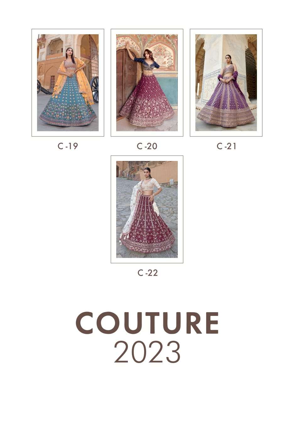 COUTURE-2023 BY FASHID WHOLESALE 10 TO 22 SERIES INDIAN TRADITIONAL BEAUTIFUL STYLISH DESIGNER BANARASI SILK JACQUARD EMBROIDERED PARTY WEAR PURE GEORGETTE LEHENGAS AT WHOLESALE PRICE