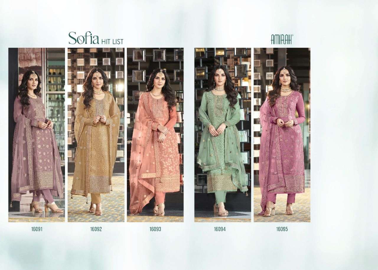 Sofia Hit List By Amirah 16091 To 16095 Series Beautiful Suits Colorful Stylish Fancy Casual Wear & Ethnic Wear Pure Viscose Dola Jacquard Embroidered Dresses At Wholesale Price