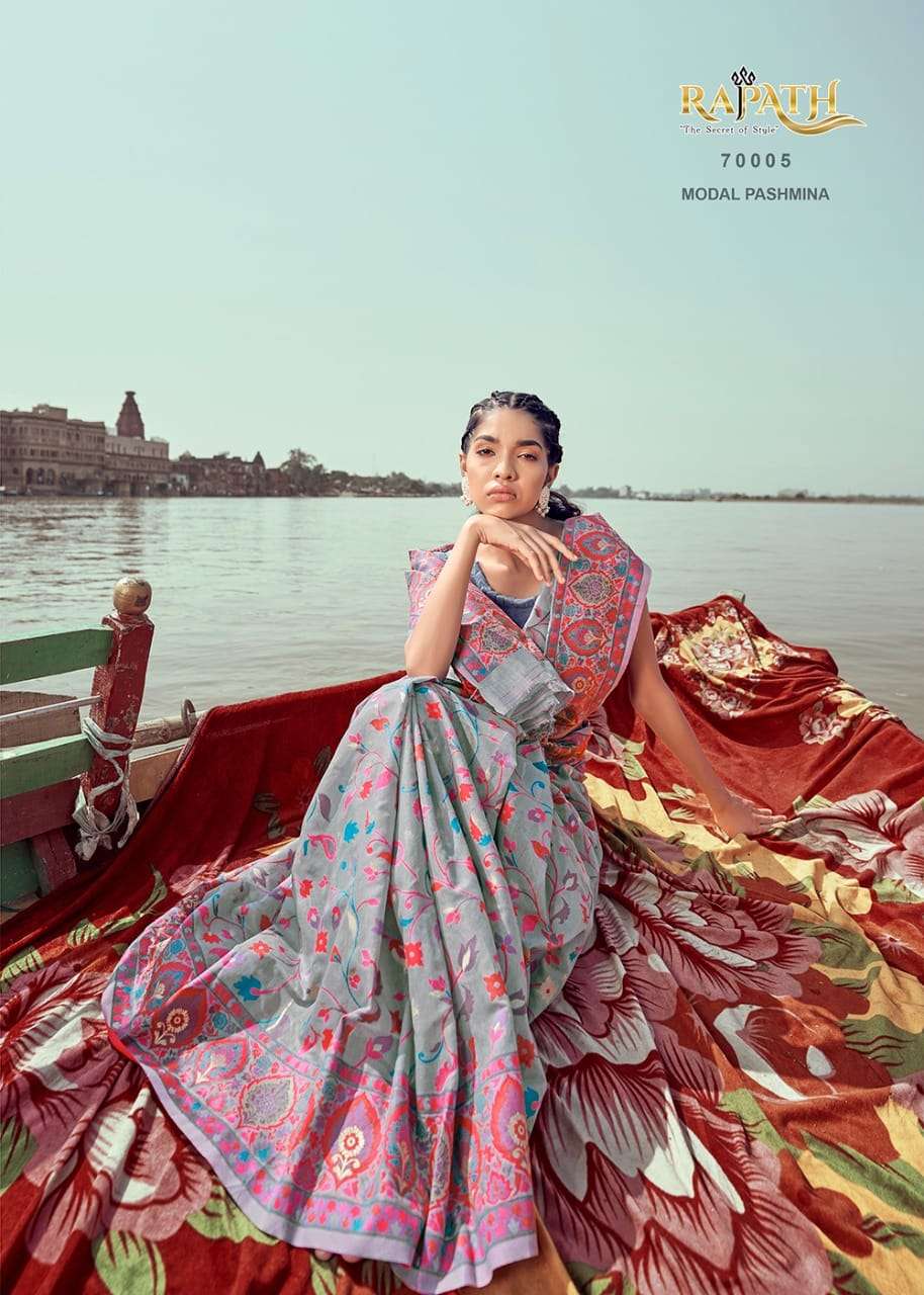 KANI PASHMINA BY RAJPATH 70001 TO 70006 SERIES INDIAN TRADITIONAL WEAR COLLECTION BEAUTIFUL STYLISH FANCY COLORFUL PARTY WEAR & OCCASIONAL WEAR PASHMINA SAREES AT WHOLESALE PRICE