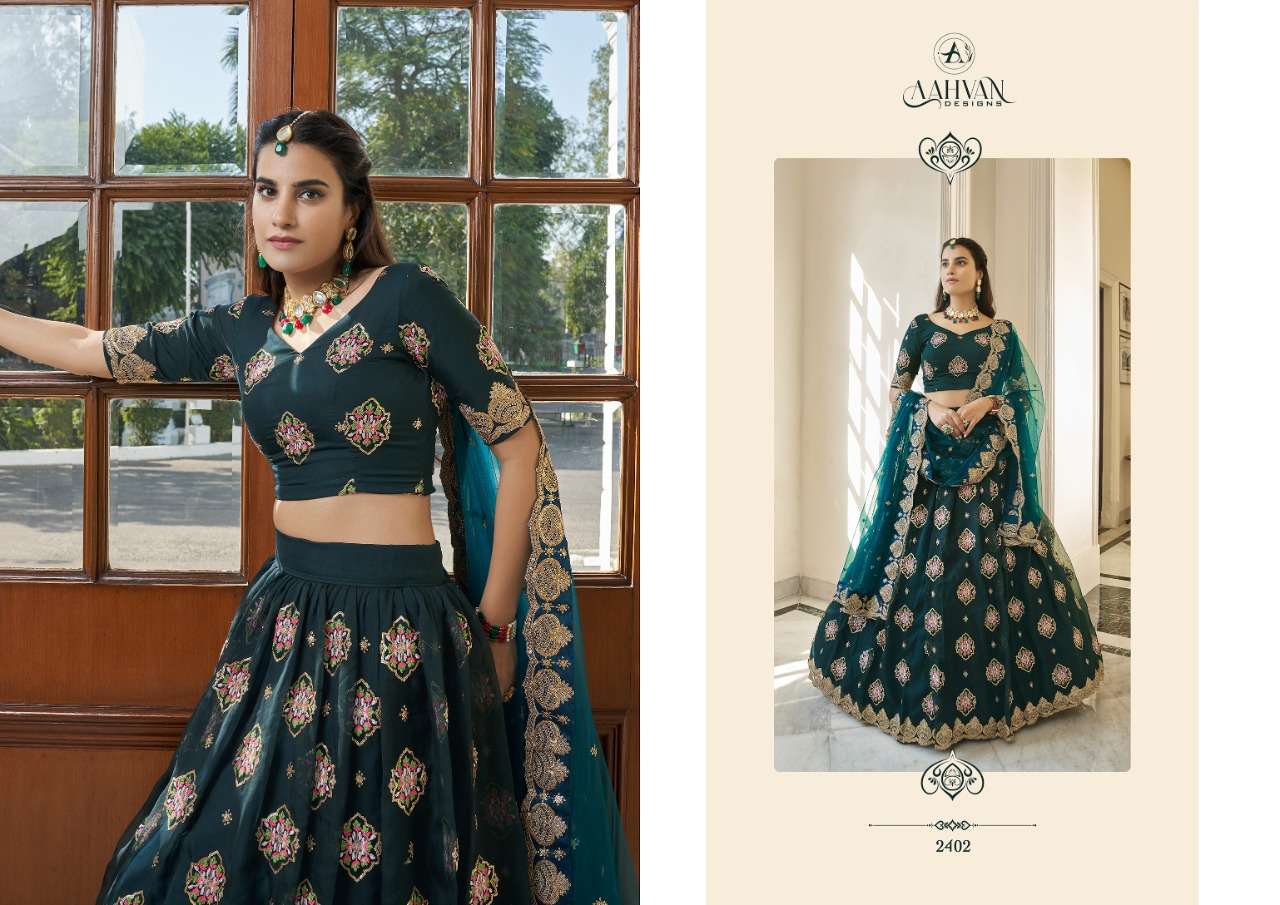 Virasat By Aahvan 2401 To 2405 Series Designer Beautiful Collection Occasional Wear & Party Wear Organza Lehengas At Wholesale Price