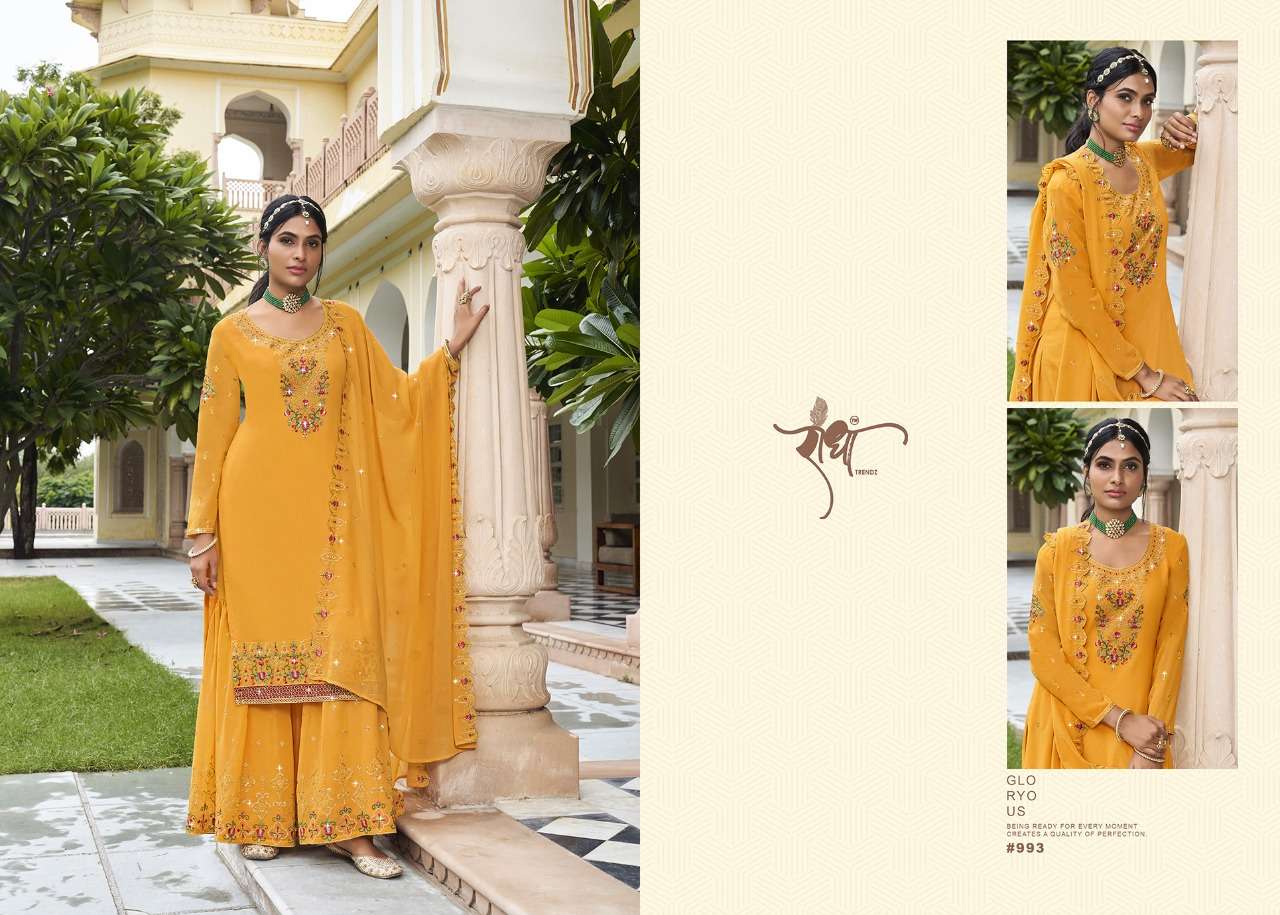 Ranjha Vol-2 By Radha Trendz 991 To 995 Series Beautiful Sharara Suits Colorful Stylish Fancy Casual Wear & Ethnic Wear Georgette Embroidered Dresses At Wholesale Price