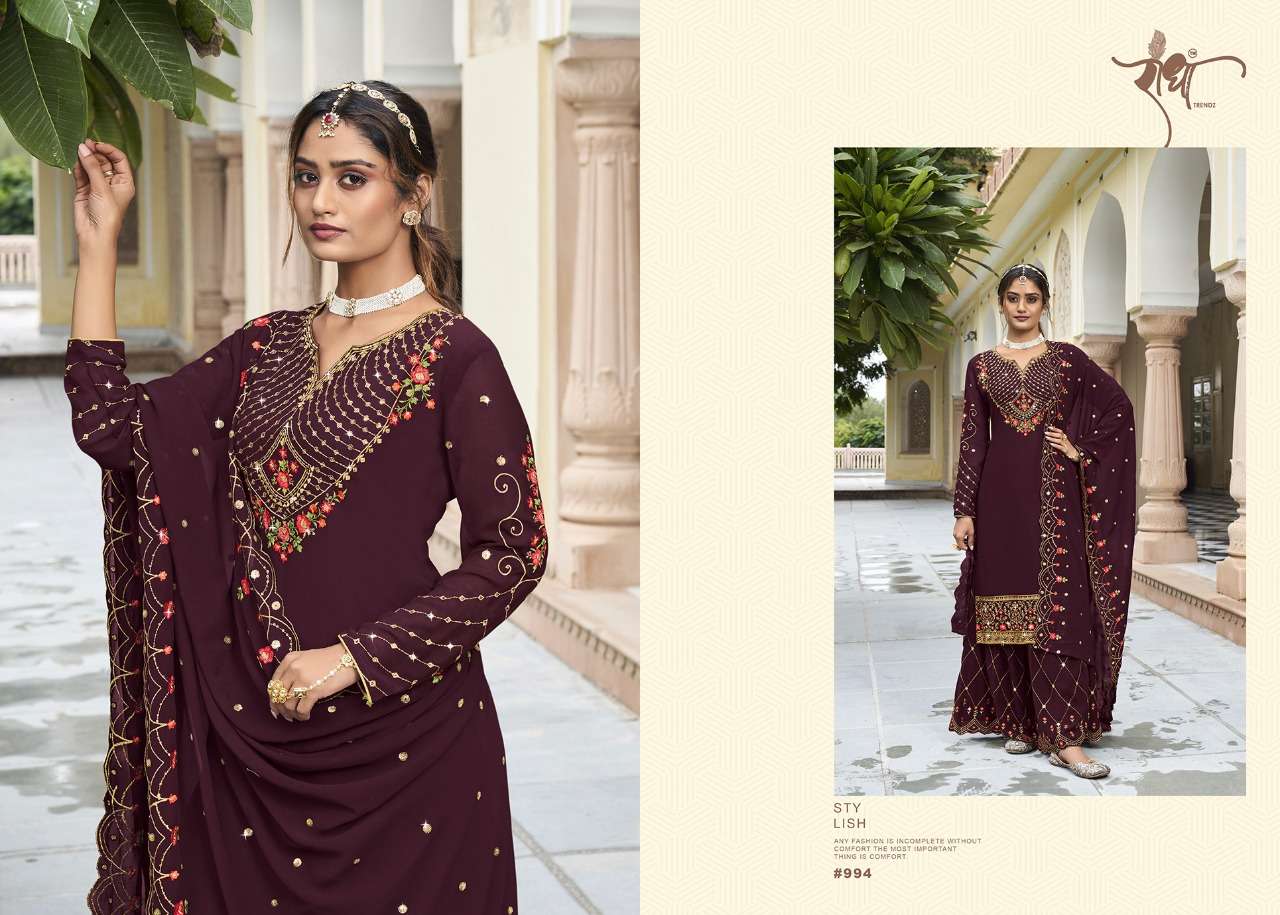 Ranjha Vol-2 By Radha Trendz 991 To 995 Series Beautiful Sharara Suits Colorful Stylish Fancy Casual Wear & Ethnic Wear Georgette Embroidered Dresses At Wholesale Price