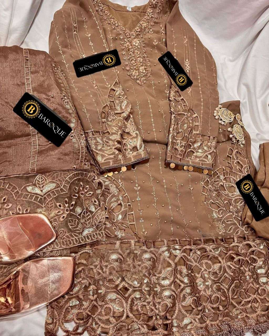 BAROQUE VOL-1 BY BAROQUE BEAUTIFUL PAKISTANI SUITS COLORFUL STYLISH FANCY CASUAL WEAR & ETHNIC WEAR GEORGETTE EMBROIDERED DRESSES AT WHOLESALE PRICE