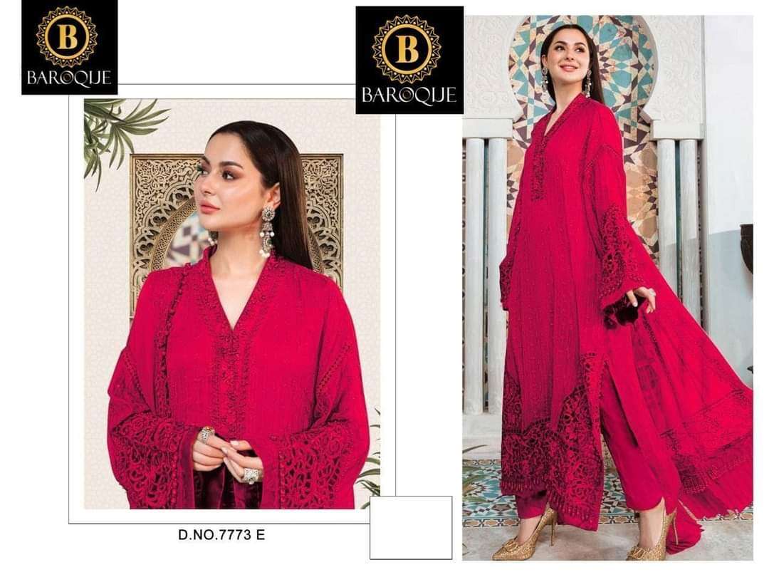 BAROQUE VOL-1 BY BAROQUE BEAUTIFUL PAKISTANI SUITS COLORFUL STYLISH FANCY CASUAL WEAR & ETHNIC WEAR GEORGETTE EMBROIDERED DRESSES AT WHOLESALE PRICE