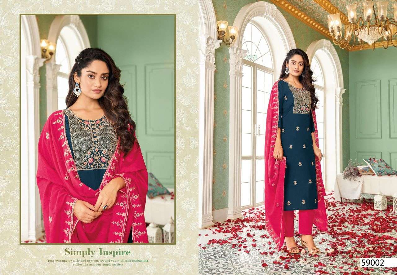 MIRAKI BY ARTIO 59001 TO 59006 SERIES BEAUTIFUL FESTIVE SUITS COLORFUL STYLISH FANCY CASUAL WEAR & ETHNIC WEAR SILK WITH WORK DRESSES AT WHOLESALE PRICE