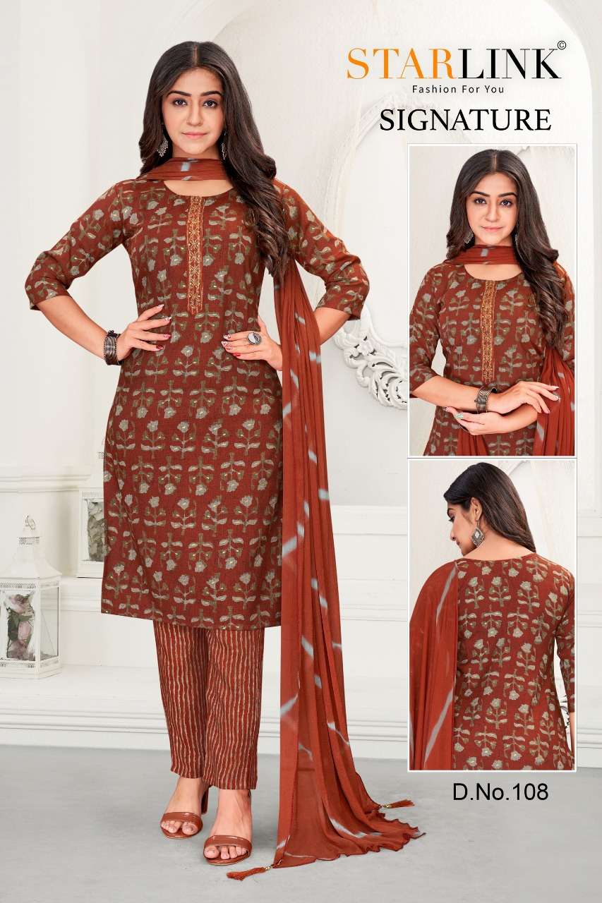 SIGNATURE BY STARLINK 101 TO 112 SERIES BEAUTIFUL FESTIVE SUITS COLORFUL STYLISH FANCY CASUAL WEAR & ETHNIC WEAR CAPSULE PRINT DRESSES AT WHOLESALE PRICE