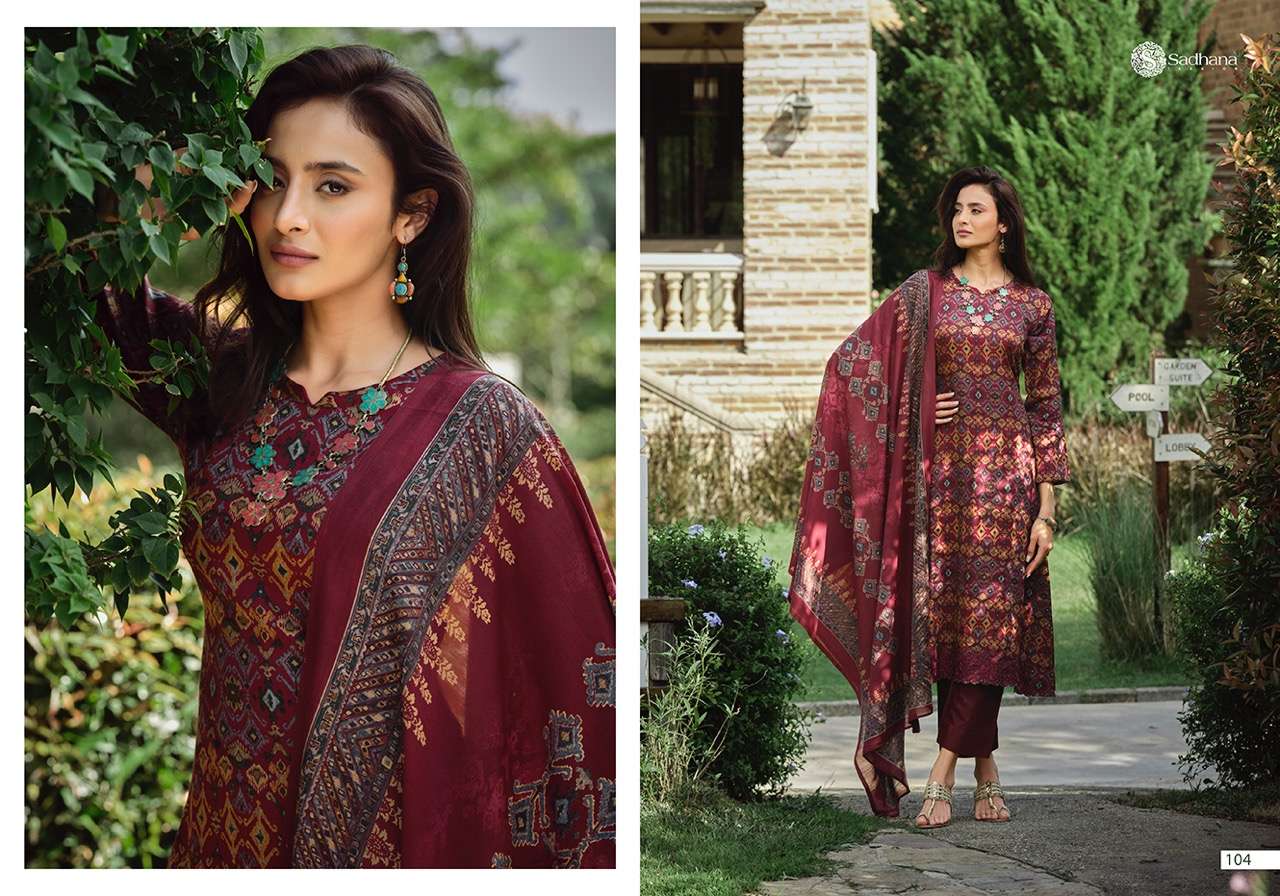 ELAN BY SADHANA FASHION 101 TO 110 SERIES BEAUTIFUL STYLISH SUITS FANCY COLORFUL CASUAL WEAR & ETHNIC WEAR & READY TO WEAR PURE JAM SILK EMBROIDERY DRESSES AT WHOLESALE PRICE