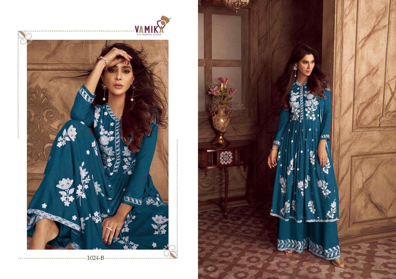 LAKHNAWI VOL-4 PLATINUM BY VAMIKA 1024-A TO 1024-E SERIES BEAUTIFUL STYLISH SUITS FANCY COLORFUL CASUAL WEAR & ETHNIC WEAR & READY TO WEAR HEAVY RAYON DRESSES AT WHOLESALE PRICE