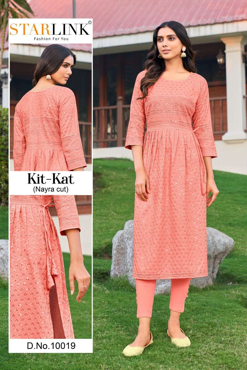 KIT KAT BY STARLINK 10001 TO 10024 SERIES DESIGNER STYLISH FANCY COLORFUL BEAUTIFUL PARTY WEAR & ETHNIC WEAR COLLECTION RAYON KURTIS AT WHOLESALE PRICE