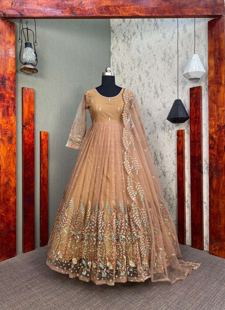 LG-1615 BY FASHID WHOLESALE BEAUTIFUL ANARKALI SUITS COLORFUL STYLISH FANCY CASUAL WEAR & ETHNIC WEAR NET DRESSES AT WHOLESALE PRICE