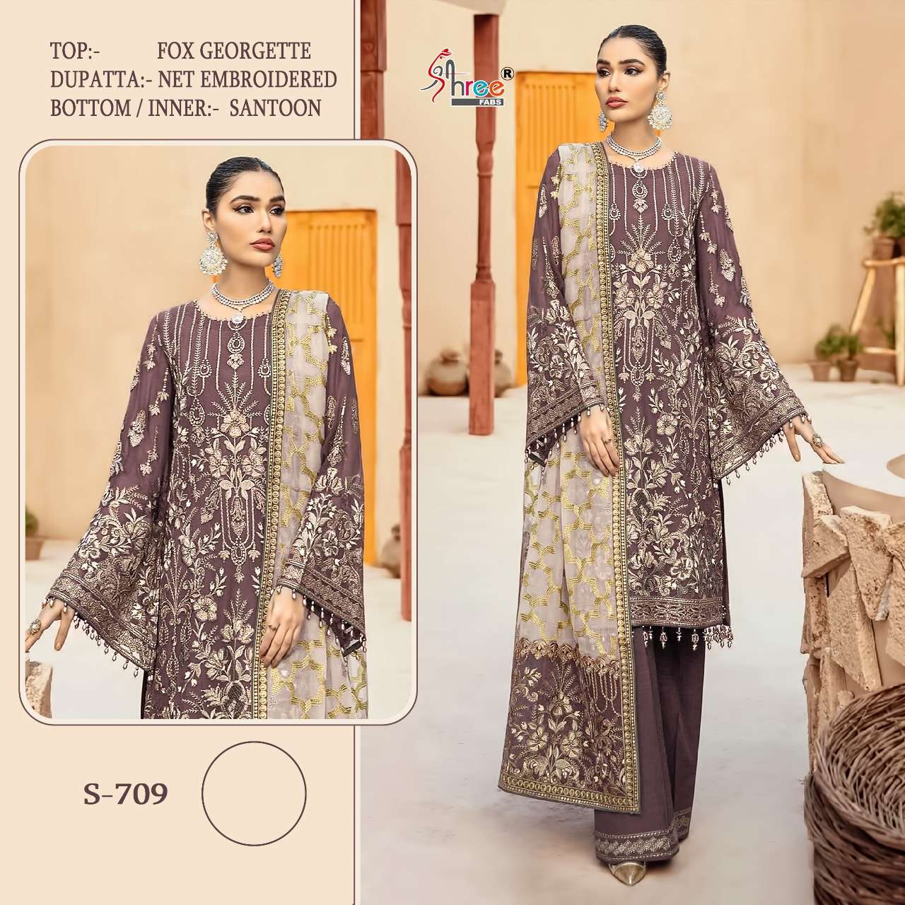 SHREE FABS HIT DESIGN S-709 BY SHREE FABS DESIGNER PAKISTANI SUITS BEAUTIFUL FANCY COLORFUL STYLISH PARTY WEAR & OCCASIONAL WEAR FAUX GEORGETTE WITH EMBROIDERY DRESSES AT WHOLESALE PRICE
