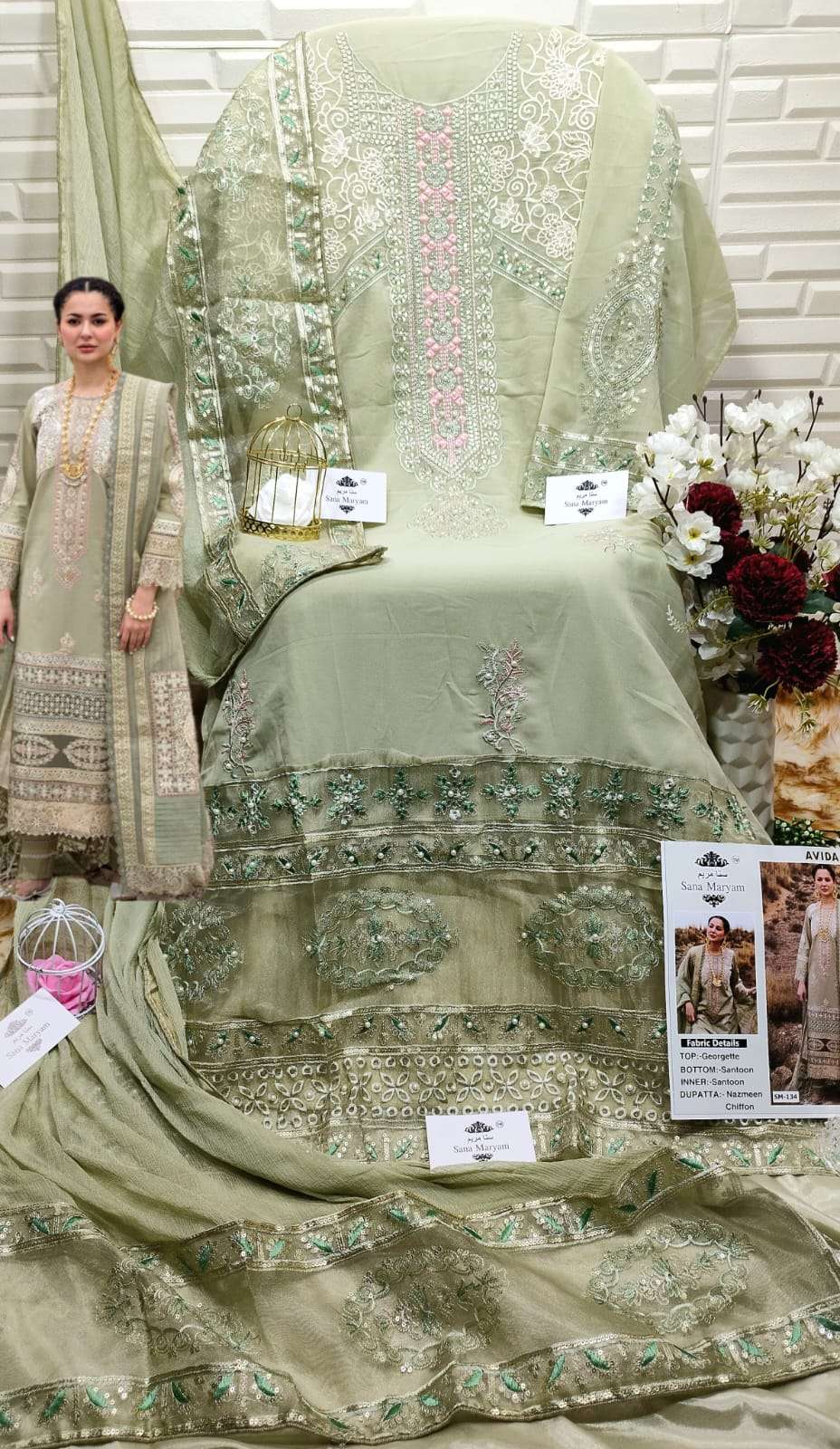 Avida By Sana Maryam Designer Pakistani Suits Beautiful Fancy Colorful Stylish Party Wear & Occasional Wear Georgette With Embroidery Dresses At Wholesale Price