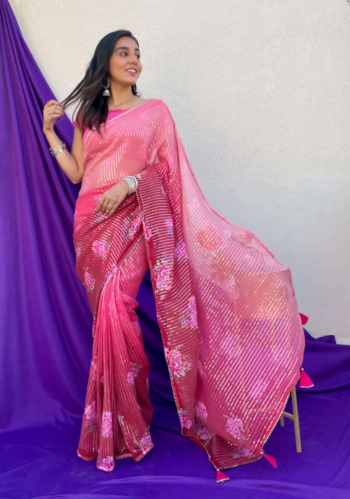 Baisa By Fashid Wholesale 01 To 07 Series Ve Indian Traditional Wear Collection Beautiful Stylish Fancy Colorful Party Wear & Occasional Wear Pure Georgette Silk Sarees At Wholesale Price