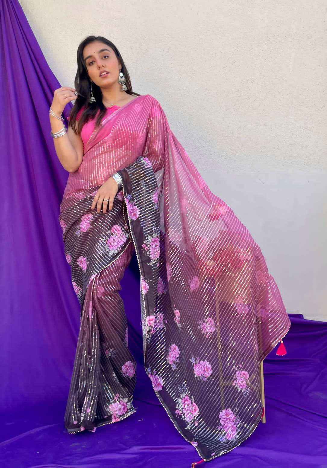 Baisa By Fashid Wholesale 01 To 07 Series Ve Indian Traditional Wear Collection Beautiful Stylish Fancy Colorful Party Wear & Occasional Wear Pure Georgette Silk Sarees At Wholesale Price