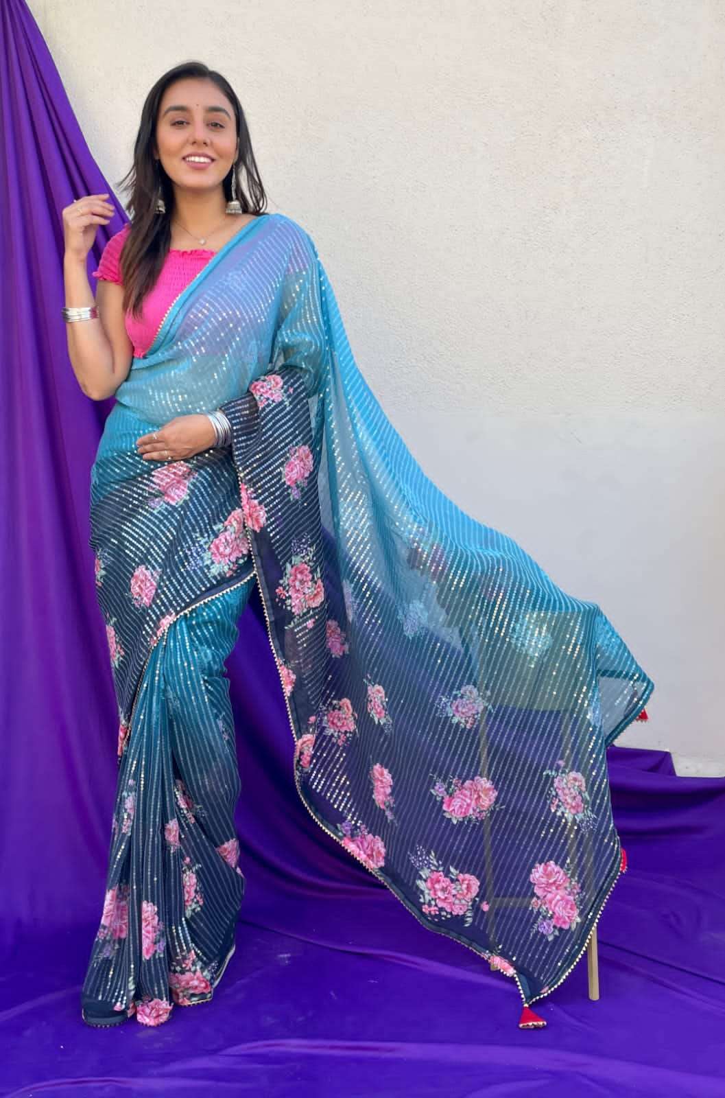 Baisa By Fashid Wholesale 01 To 07 Series Ve Indian Traditional Wear Collection Beautiful Stylish Fancy Colorful Party Wear & Occasional Wear Pure Georgette Silk Sarees At Wholesale Price