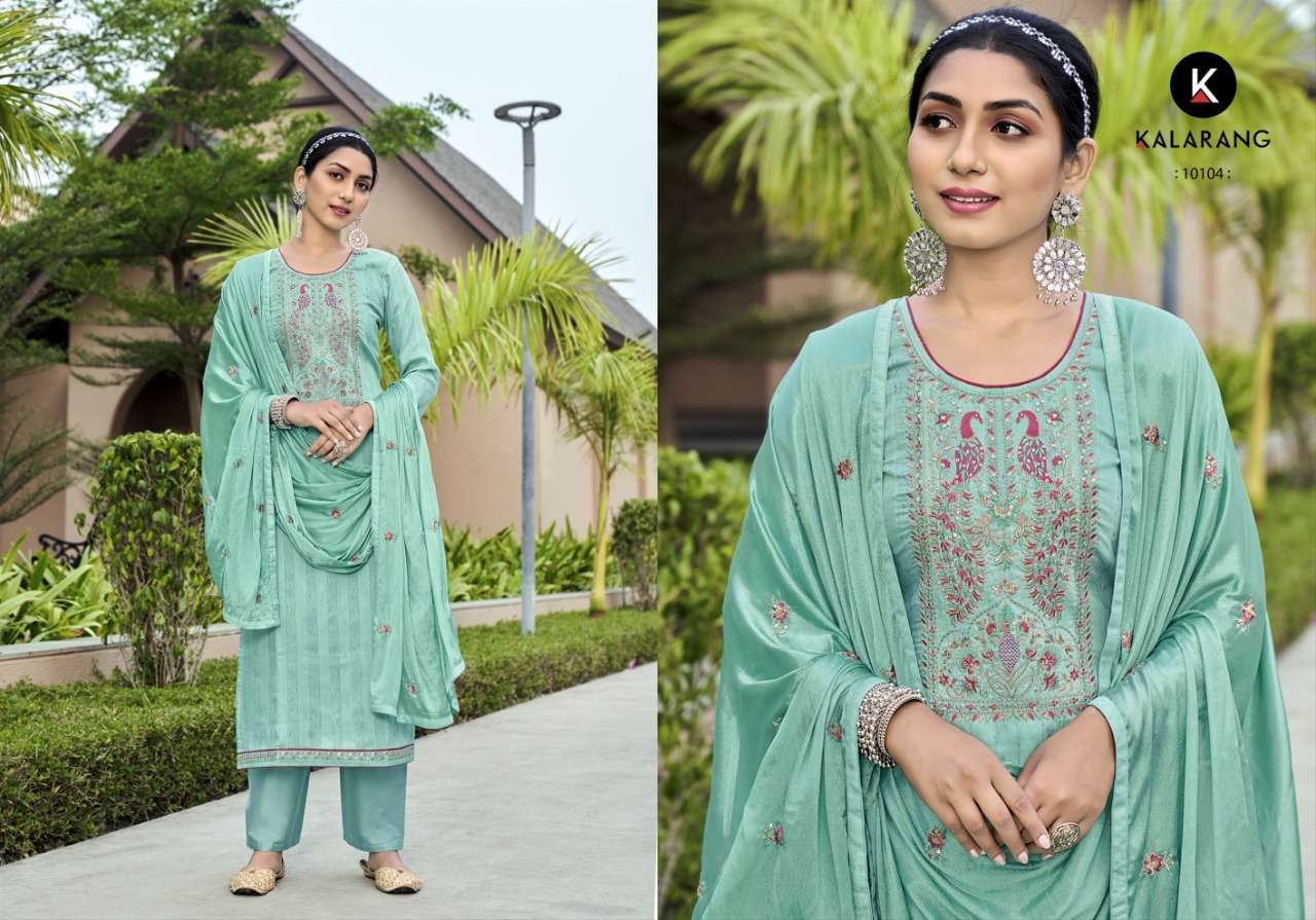 Sathiya By Kalarang 10101 To 10104 Series Beautiful Suits Colorful Stylish Fancy Casual Wear & Ethnic Wear Pure Silk Dresses At Wholesale Price