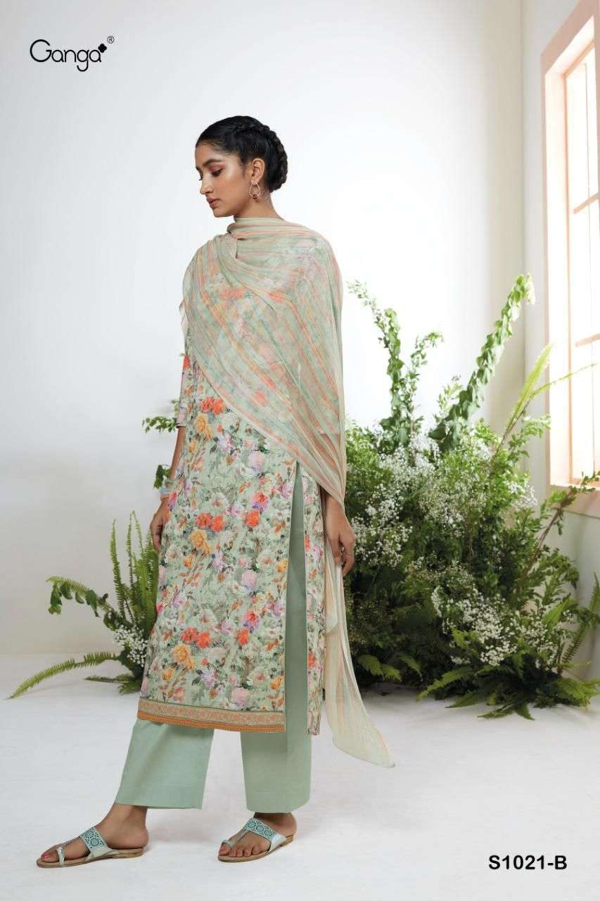 Nimma-1021 By Ganga Fashion 1021-A To 1021-D Series Beautiful Suits Colorful Stylish Fancy Casual Wear & Ethnic Wear Premium Cotton Linen Embroidery Work Dresses At Wholesale Price