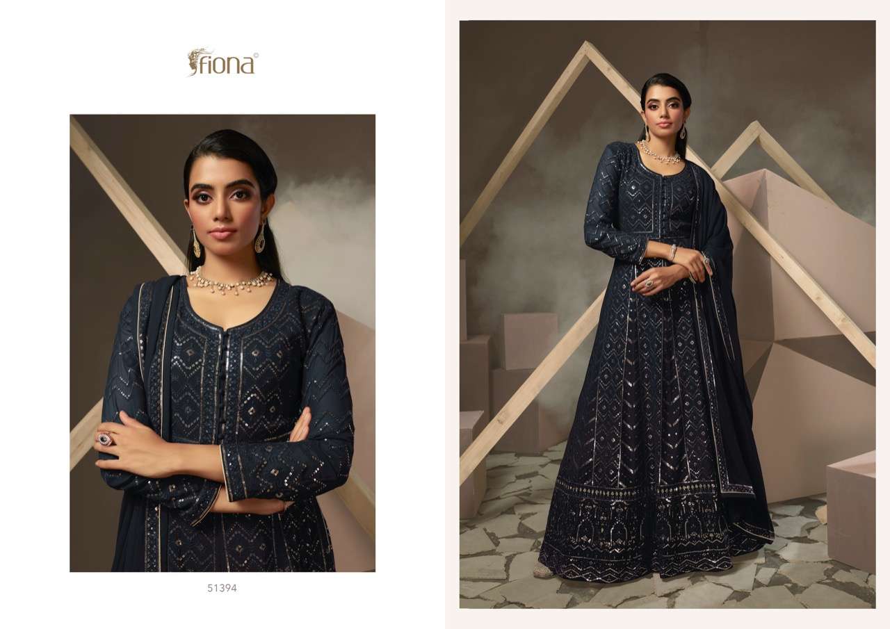 Shaheen By Fiona 51391 To 51394 Series Beautiful Stylish Fancy Colorful Casual Wear & Ethnic Wear Georgette Gowns With Dupatta At Wholesale Price