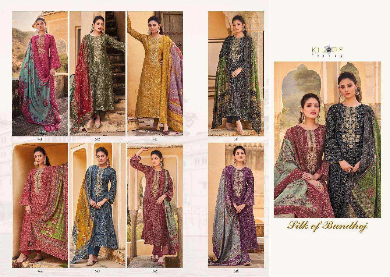 Silk Of Bandhej By Kilory 541 To 548 Series Beautiful Suits Colorful Stylish Fancy Casual Wear & Ethnic Wear Pure Viscose Muslin Dresses At Wholesale Price