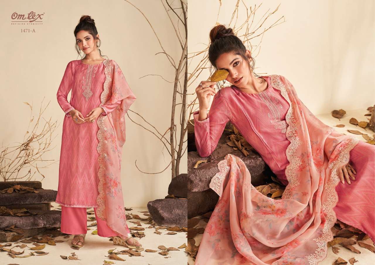 VASUDHA BY OM TEX 1471-A TO 1471-D SERIES INDIAN SUITS BEAUTIFUL FANCY COLORFUL STYLISH PARTY WEAR & OCCASIONAL WEAR MUSLIN DIGITAL PRINT DRESSES AT WHOLESALE PRICE