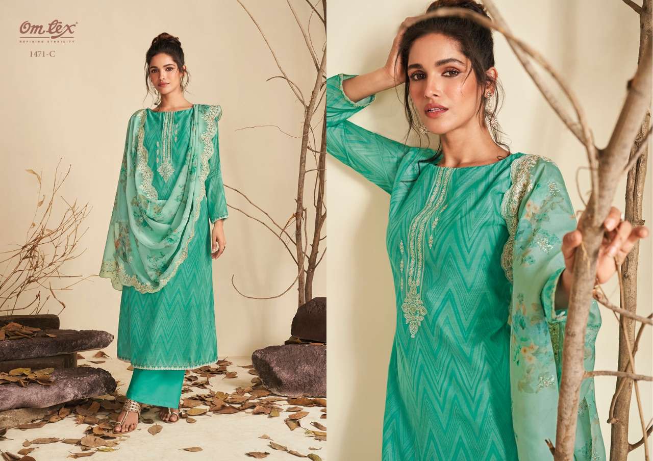VASUDHA BY OM TEX 1471-A TO 1471-D SERIES INDIAN SUITS BEAUTIFUL FANCY COLORFUL STYLISH PARTY WEAR & OCCASIONAL WEAR MUSLIN DIGITAL PRINT DRESSES AT WHOLESALE PRICE