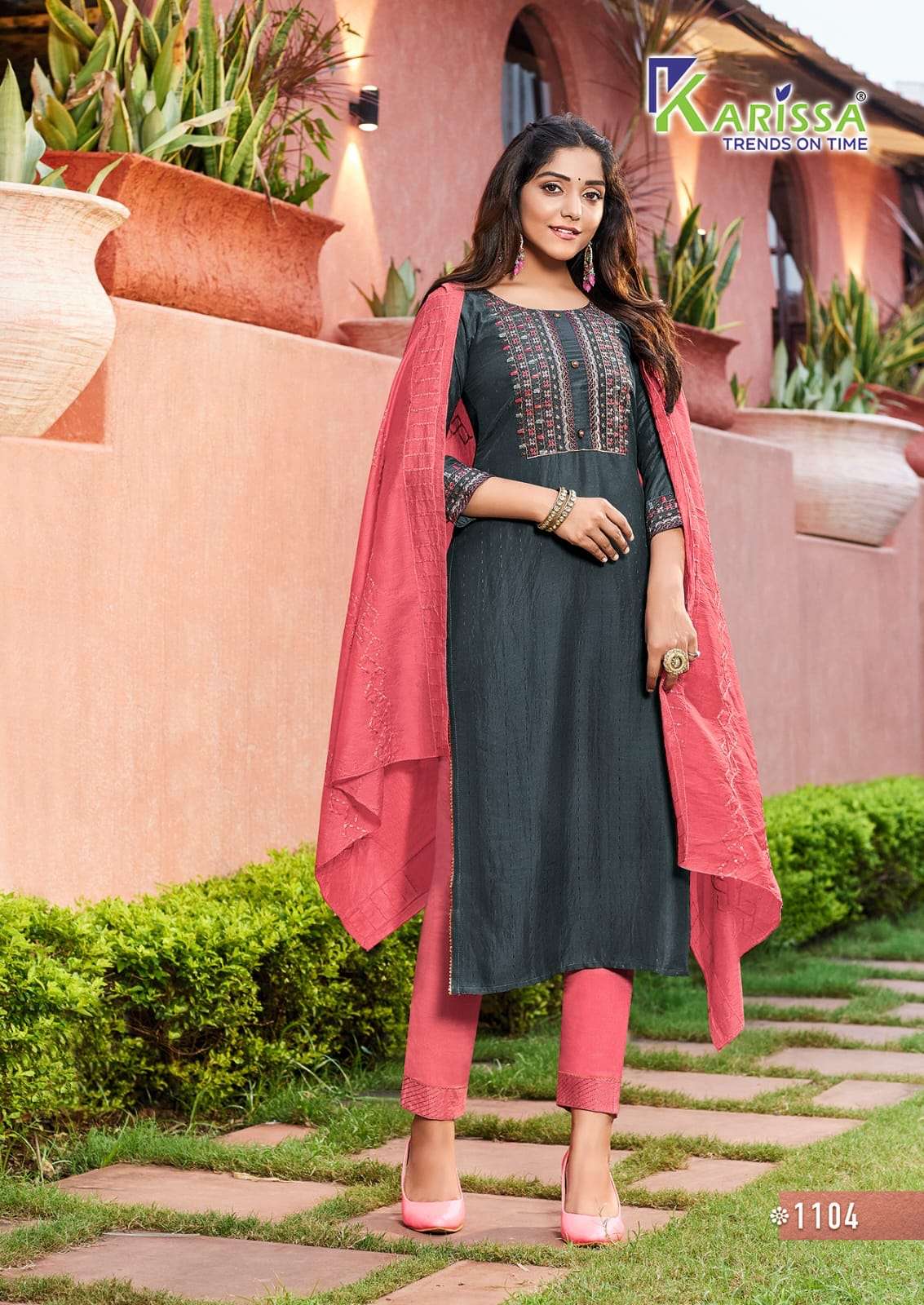 AKSHARA VOL-1 BY KARISSA 1101 TO 1106 SERIES INDIAN SUITS BEAUTIFUL FANCY COLORFUL STYLISH PARTY WEAR & OCCASIONAL WEAR VISCOSE CHINNON SILK DRESSES AT WHOLESALE PRICE