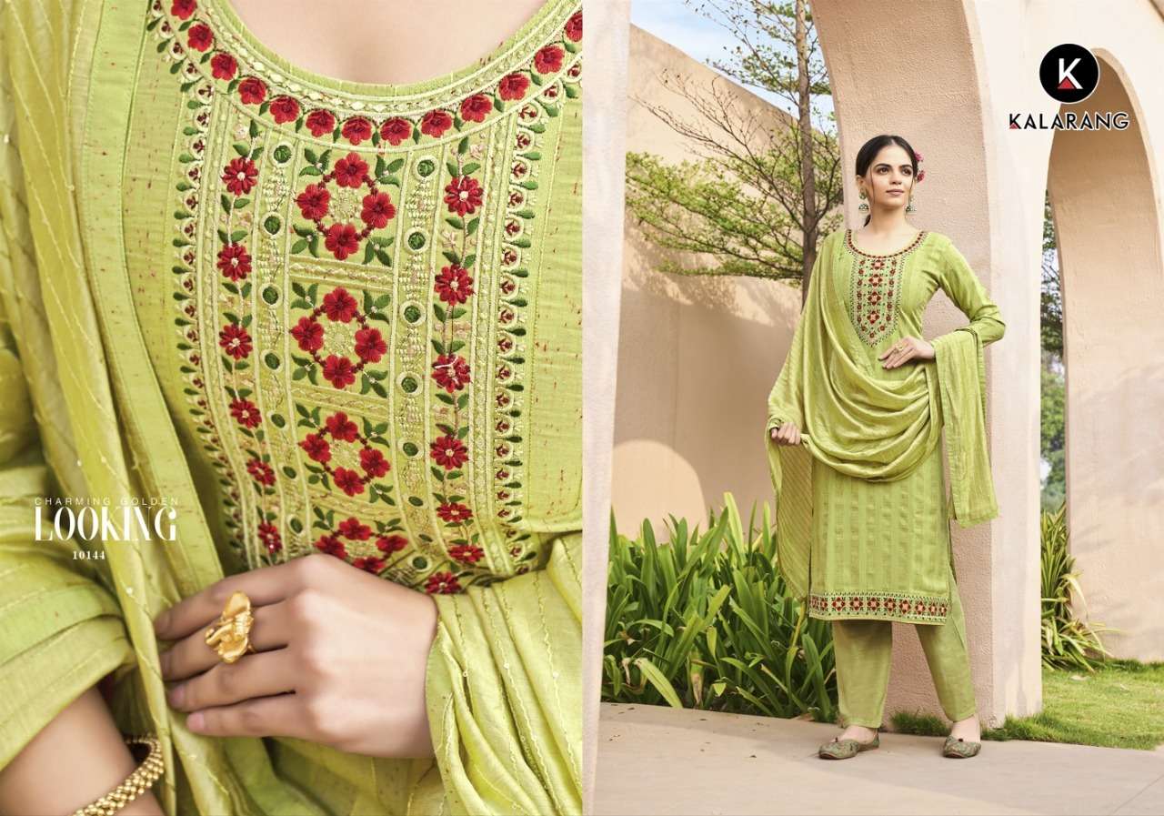 Mangalya By Kalarang 10141 To 10144 Series Indian Suits Beautiful Fancy Colorful Stylish Party Wear & Occasional Wear Pure Silk Dresses At Wholesale Price