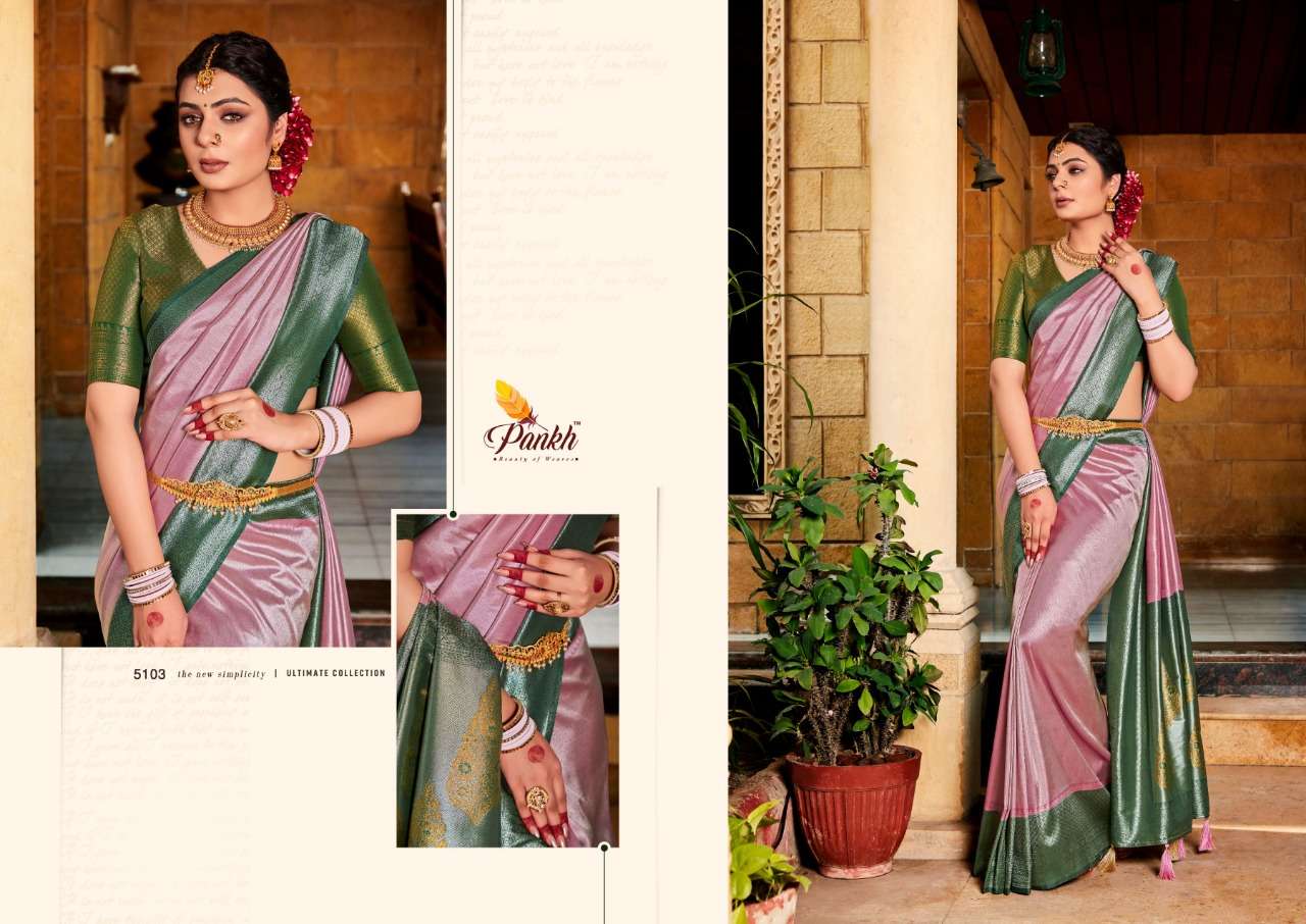 Kashish Vol-1 By Pankh Creation 5101 To 5111 Series Indian Traditional Wear Collection Beautiful Stylish Fancy Colorful Party Wear & Occasional Wear Kanjivaram Silk Sarees At Wholesale Price