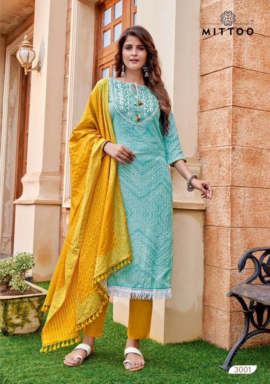 Kum Kum By Mittoo 3001 To 3004 Series Beautiful Suits Colorful Stylish Fancy Casual Wear & Ethnic Wear Muslin Cotton Dresses At Wholesale Price