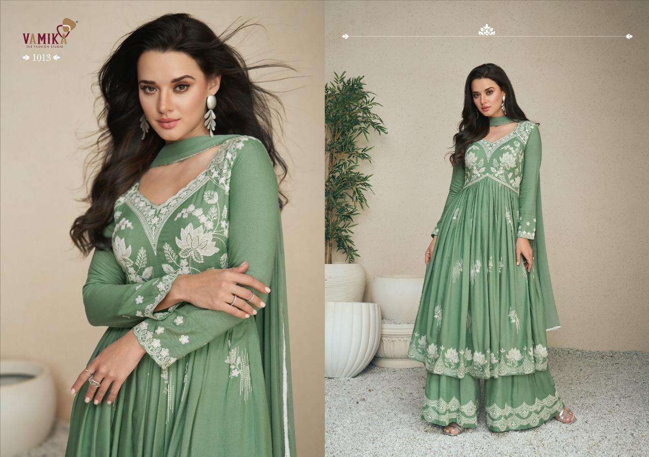 Lakhnavi Vol-5 By Vamika 1013 To 1018 Series Beautiful Stylish Sharara Suits Fancy Colorful Casual Wear & Ethnic Wear & Ready To Wear Pure Rayon Printed Dresses At Wholesale Price