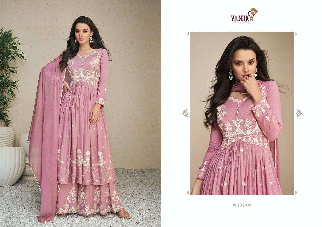Lakhnavi Vol-5 By Vamika 1013 To 1018 Series Beautiful Stylish Sharara Suits Fancy Colorful Casual Wear & Ethnic Wear & Ready To Wear Pure Rayon Printed Dresses At Wholesale Price